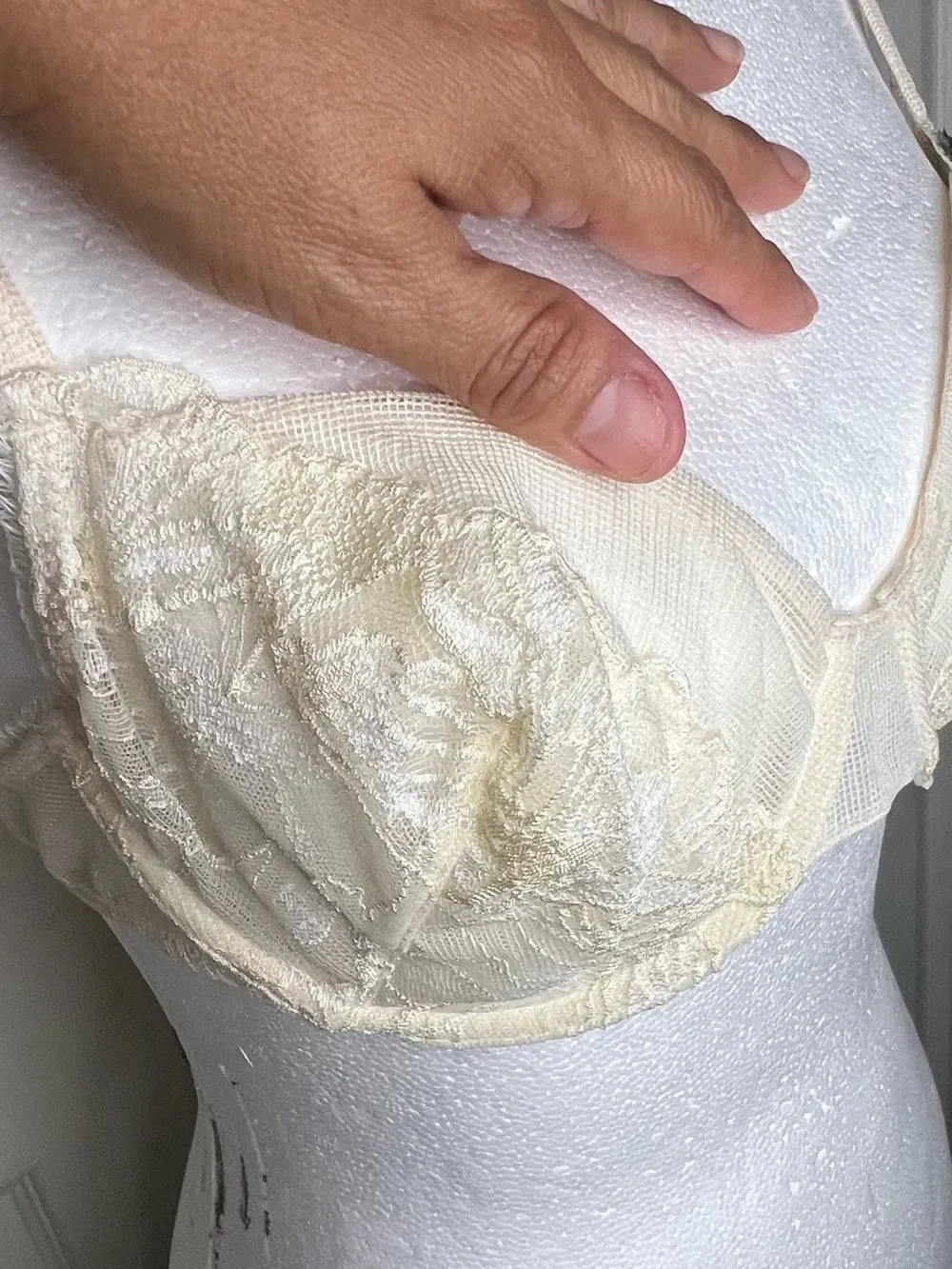 New Huit Cream Lace Mesh Underwire Coquette Bra Sz 36B